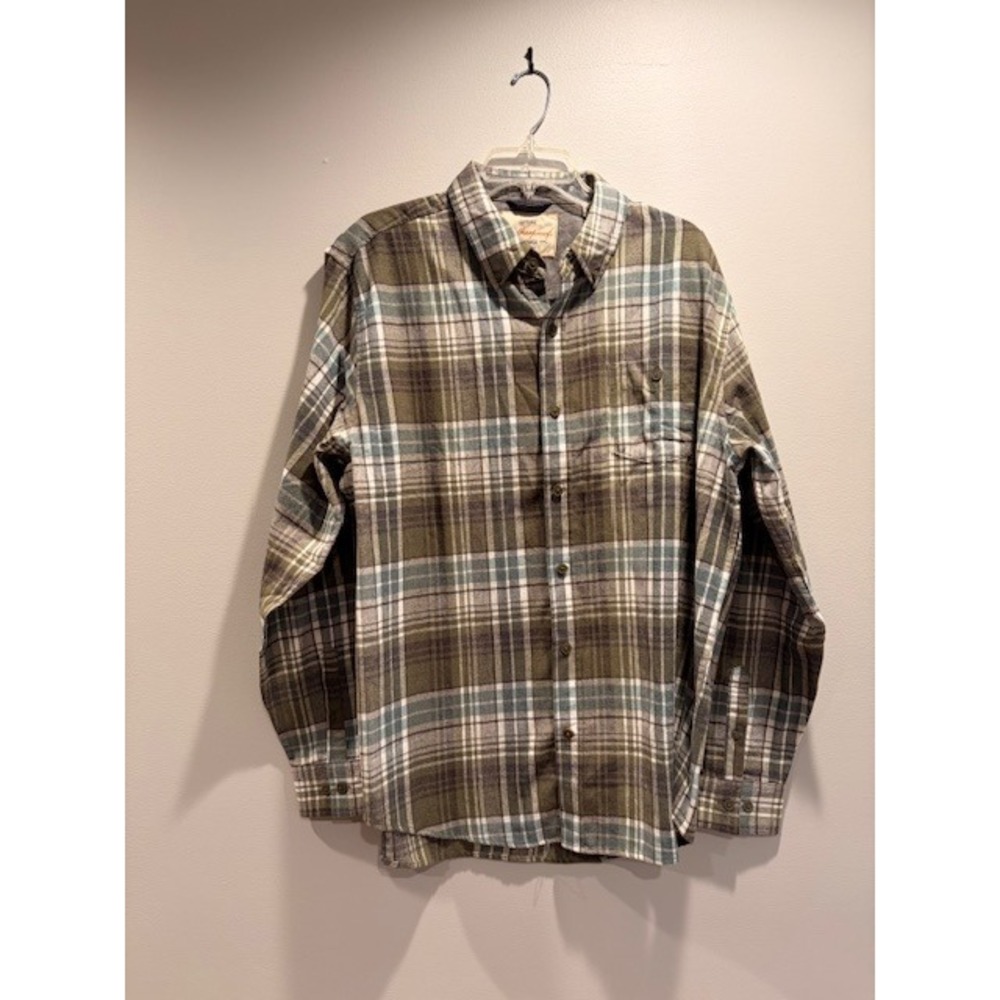 Weatherproof Vintage Plaid Flannel Shirt Men's XL Green Blue Classic Casual